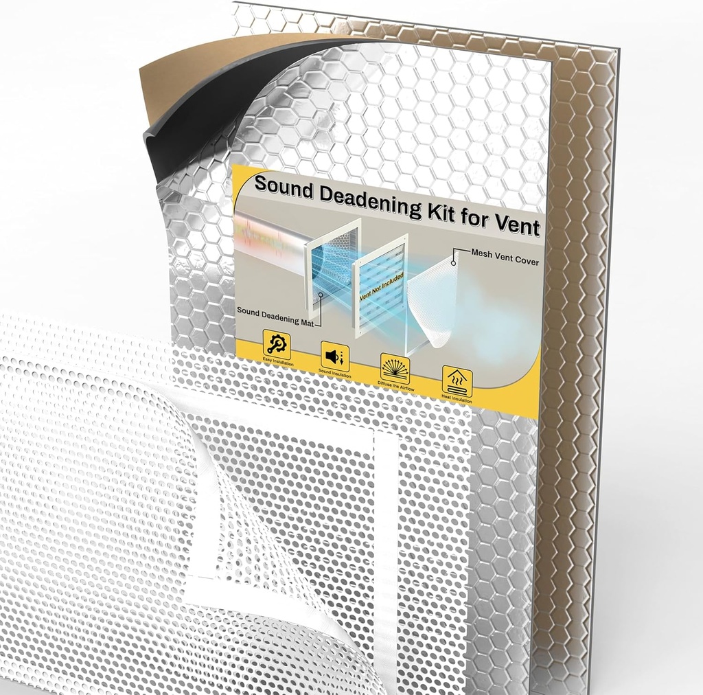 Sound Deadening Kit for Vent,Sound Deadening Mat and AC Vent Covers,Vent Soundproofing Kit for Noise Cancelling and Vibration Dampening,10" x 14" Mesh Vent Cover,2 Pack