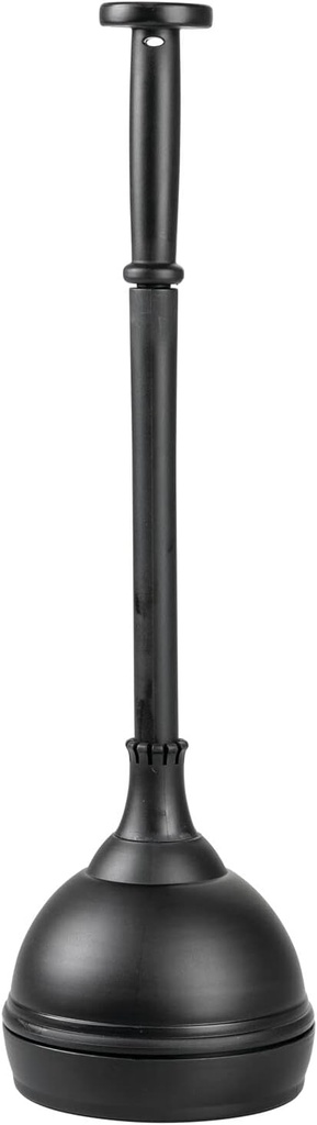 mDesign Plastic Toilet Plunger with Lift & Lock Cover Set, Compact Discreet Freestanding Storage Caddy Holder for Bathroom, Powder Room, Modern Design - Heavy Duty - Hyde Collection, Black