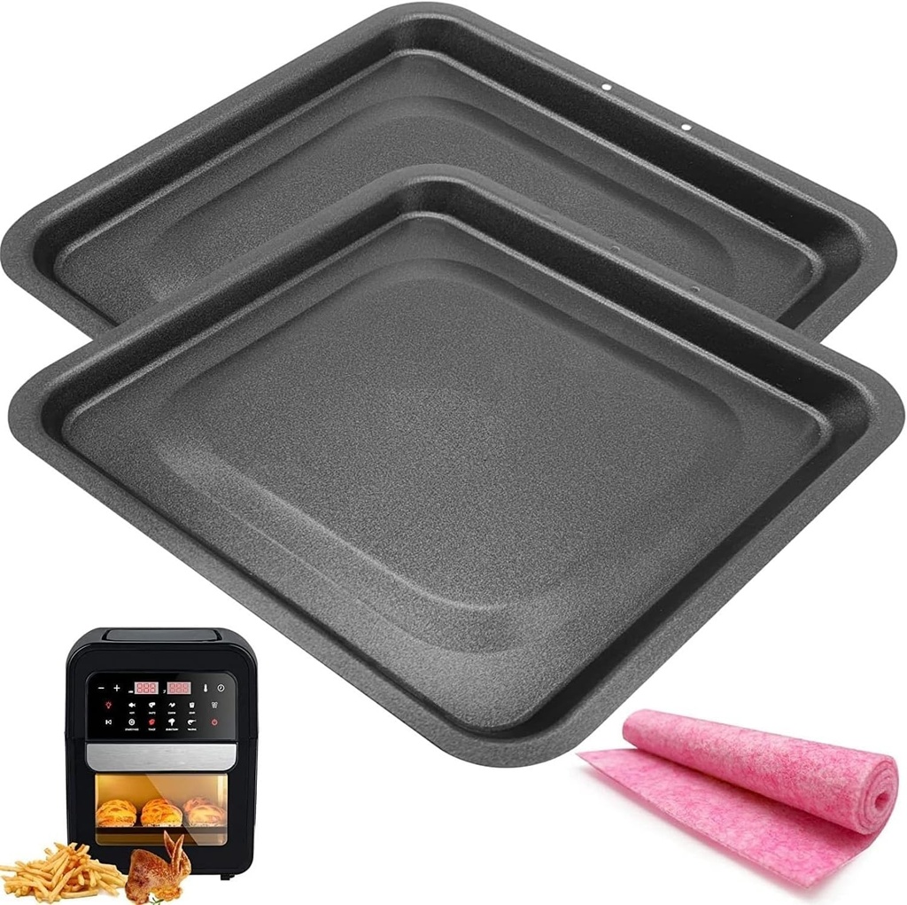 Air Fryer Oven Oil Drip Pan for Chefman 10QT Multifunctional Digital Air Fryer Oven, 2PCS Premium Air Fryer Oil Drip Tray Crumb Tray Pan for Chefman 10QT Air Fryer Oven, Nonstick, Dishwasher Safe