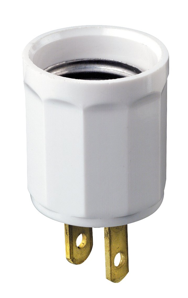 Leviton 15 Amp, 660 Watt Outlet to Lampholder Adapter, 61-W, White