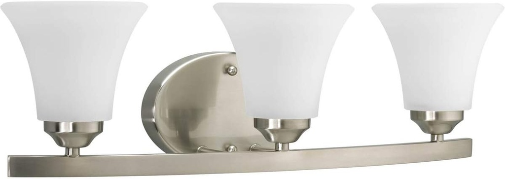 Progress Lighting P2010-09 Adorn Etched Glass Traditional Bath Vanity Light, 21.5x7.5x6.625 in, Brushed Nickel