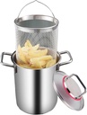 Deep Fryer Pot for Kitchen French Fries and Chicken - Stainless Steel Asparagus Pot with Basket and Lid - 3.5L/5.5L Capacity Vegetable Steamer Spaghetti Pasta Cooker (5.5L)