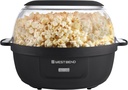 West Bend Stir Crazy Hot Oil Popcorn Popper, Popcorn Maker Machine with Large Serving Bowl Lid and Stirring Rod, 6 Qt, Black