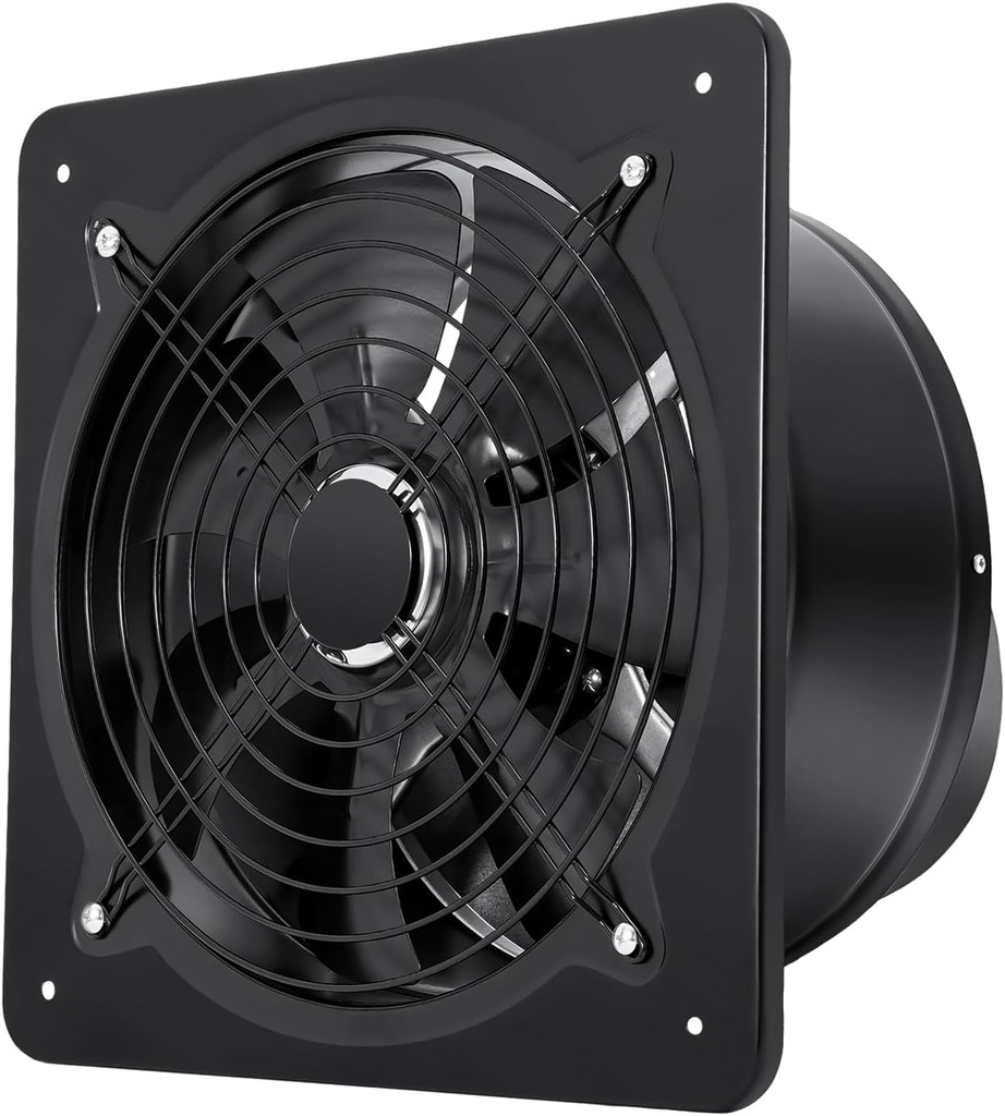 12 Inch Exhaust Fan, Wall Mounted Ventilation Extractor Fan, 2800r/min Speed, 7 Blades Square Blower for Workshops, Basements, Warehouses, Apartments, Kitchens