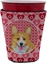 Caroline's Treasures SS4486RSC Corgi Hearts Love and Valentine's Day Red Cup Hugger Cup Cooler Sleeve Hugger Machine Washable Drink Sleeve Hugger Collapsible Insulator Beverage Insulated Holder