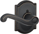 SCHLAGE Left Handed Lever with Camelot Trim Non-Turning Lock, Aged Bronze (F170 FLA 716 CAM LH)