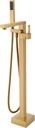 Freestanding Bathtub Faucet Tub Filler Brushed Gold Floor Mount Bathroom Faucets Brass Single Handle with Hand Shower