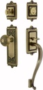 Nostalgic Warehouse 719407 Egg and Dart S Grip Entry Set & Knob, Backset - 2.375", Antique Brass