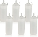 Squeeze Bottles for Sauces,Leak-Proof Condiment Dispenser, BPA-Free Kitchen Restaurant Squeeze Bottle Set with Wide Mouth for Ketchup, Mustard,Syrup,Dressings (White, 6Pack-12oz(300ml))
