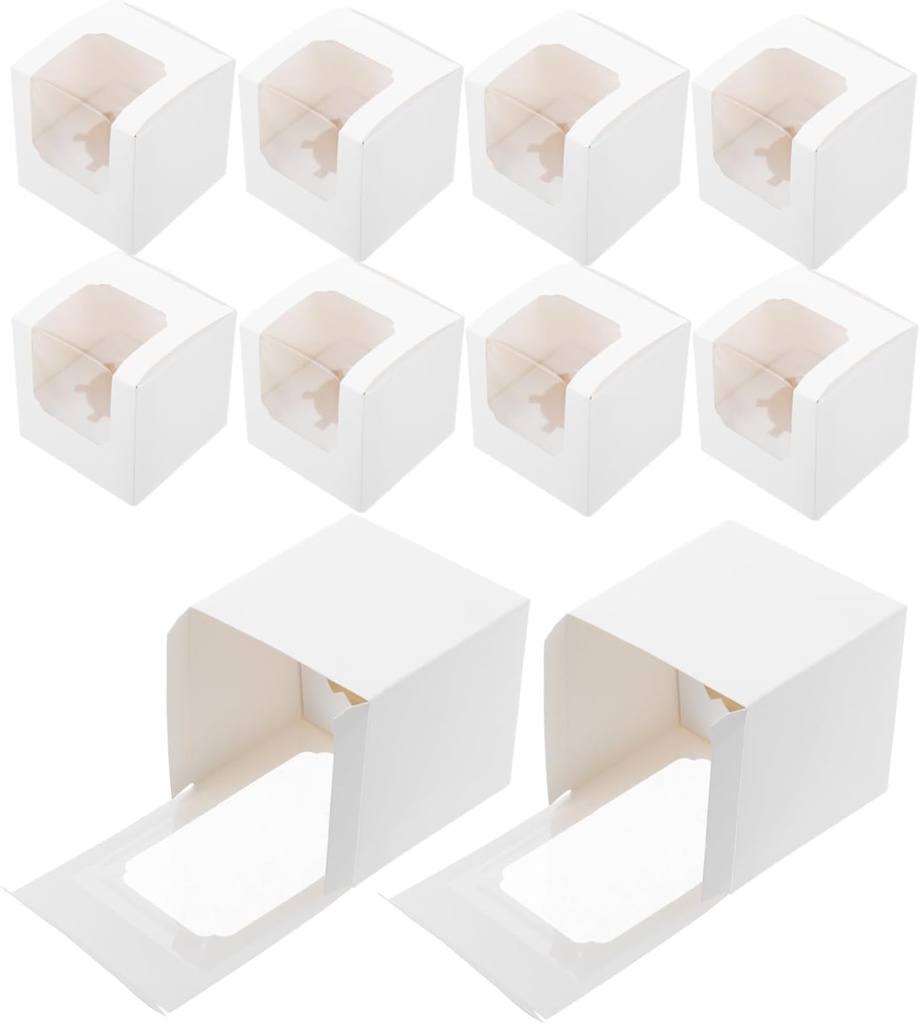 Cabilock 20Pcs Individual Cupcake Boxes with Window Portable Paper Holders for for Weddings Birthdays Versatile Packaging for Pastries for Treats