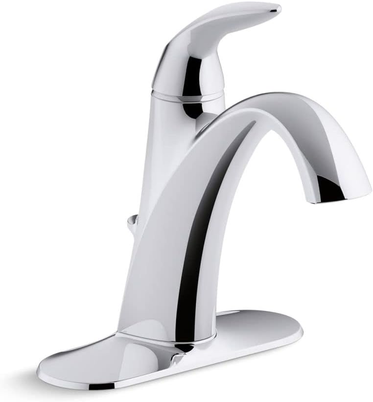 Kohler K-45800-4-CP Alteo Single Handle Single Hole or Centerset Bathroom Sink Faucet with Metal Drain Assembly in Polished Chrome