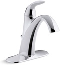 Kohler K-45800-4-CP Alteo Single Handle Single Hole or Centerset Bathroom Sink Faucet with Metal Drain Assembly in Polished Chrome