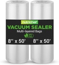 NutriChef Vacuum Sealer Bags 8x50 Rolls 2 pack Compatible with All Brands, Commercial Grade, Heavy Duty, Great for vac storage, Meal Prep or Sous Vide