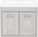 Spring Mill Cabinets Marlowe Floating Bathroom Vanity with 2-Door Cabinet and White Countertop with Integrated Sink, 24.5" W x 18.75" D x 22.25" H, Elm Sky