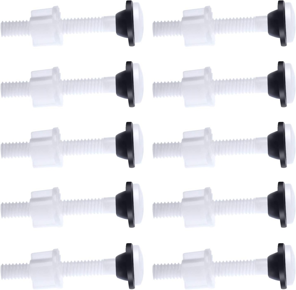 Plastic Toilet Seat Hinge Bolts and Nuts with Washers for Mount Toilet Seat Hinges(10 Packs)
