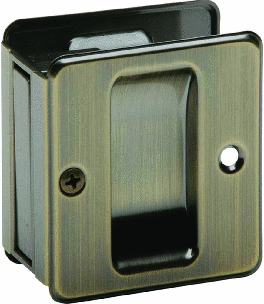 Schlage 990 1-3/4-Inch x 2-1/4-Inch Sliding Pocket Door Pull Sliding, Antique Brass