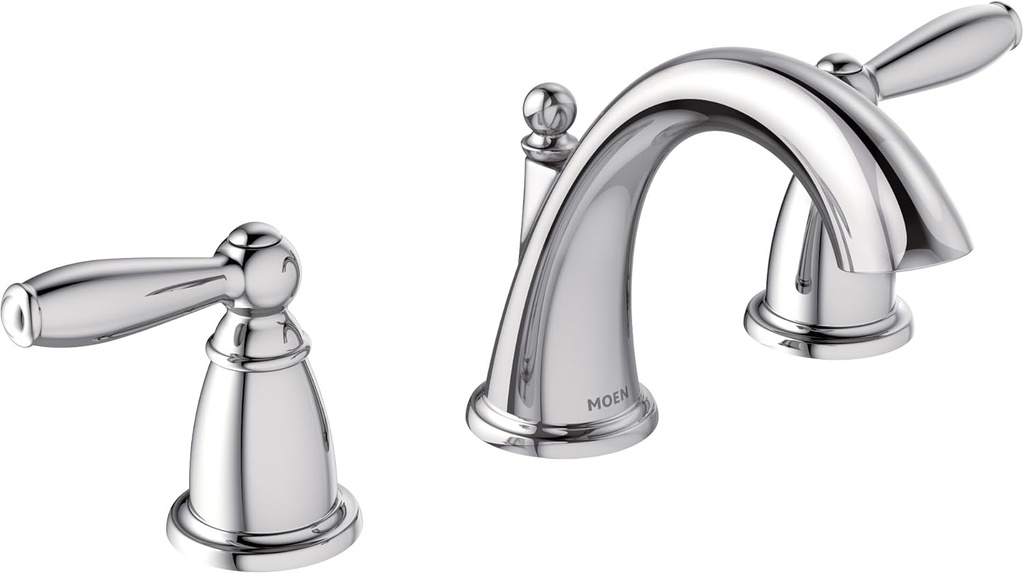 Moen Brantford Chrome Two-Handle High Arc Widespread Bathroom Sink Faucet for 3-Hole Setups with Valve Included, TV6620