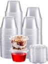 Portion Cups with Lids (4 Ounces, 200 Pack) | Disposable Plastic Cups for Meal Prep, Portion Control, Salad Dressing, & Medicine | Small Plastic Condiment Container