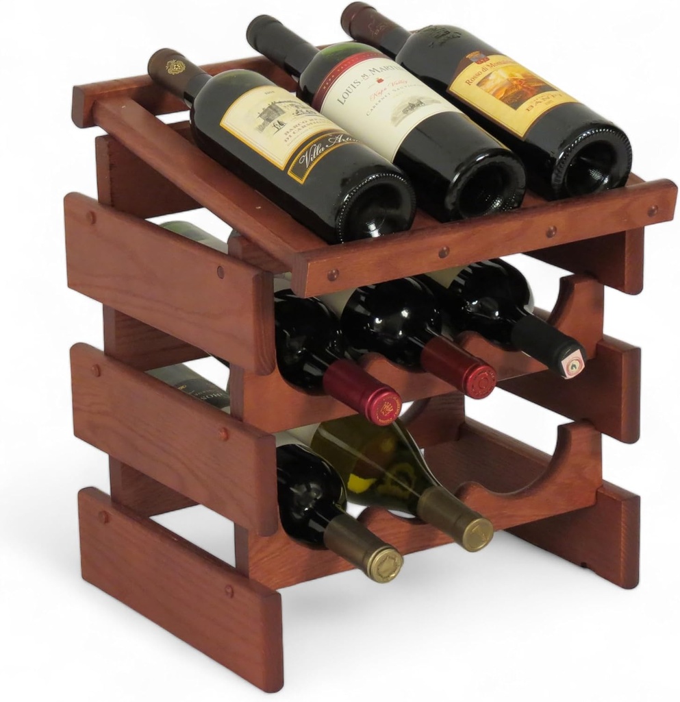 Wooden Mallet 9 Bottle Dakota Display Top Wine Rack, Mahogany