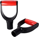Auniwaig Spade Handle Shovel D Grip Handle, 1-1/4" Inner Diameter 32mm PVC Spade Snow Shovel Handle, Spade Snow Scoop Digging Raking Tools for Digging Raking Tools, 2 PCS Red Black