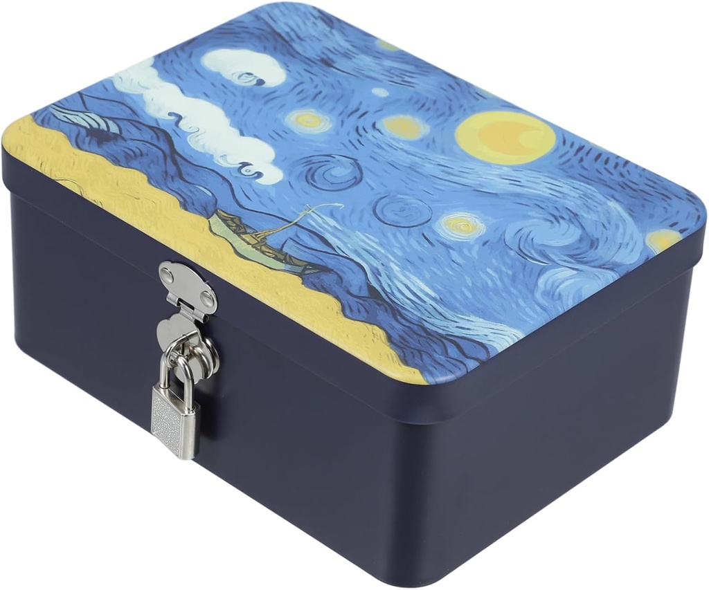 Ciieeo Decorative Airtight Tin Cookie Jar with Lock Vintage Metal Storage Container for Cookies Candy and Treats Kitchen Counter Storage for Organizing Snacks