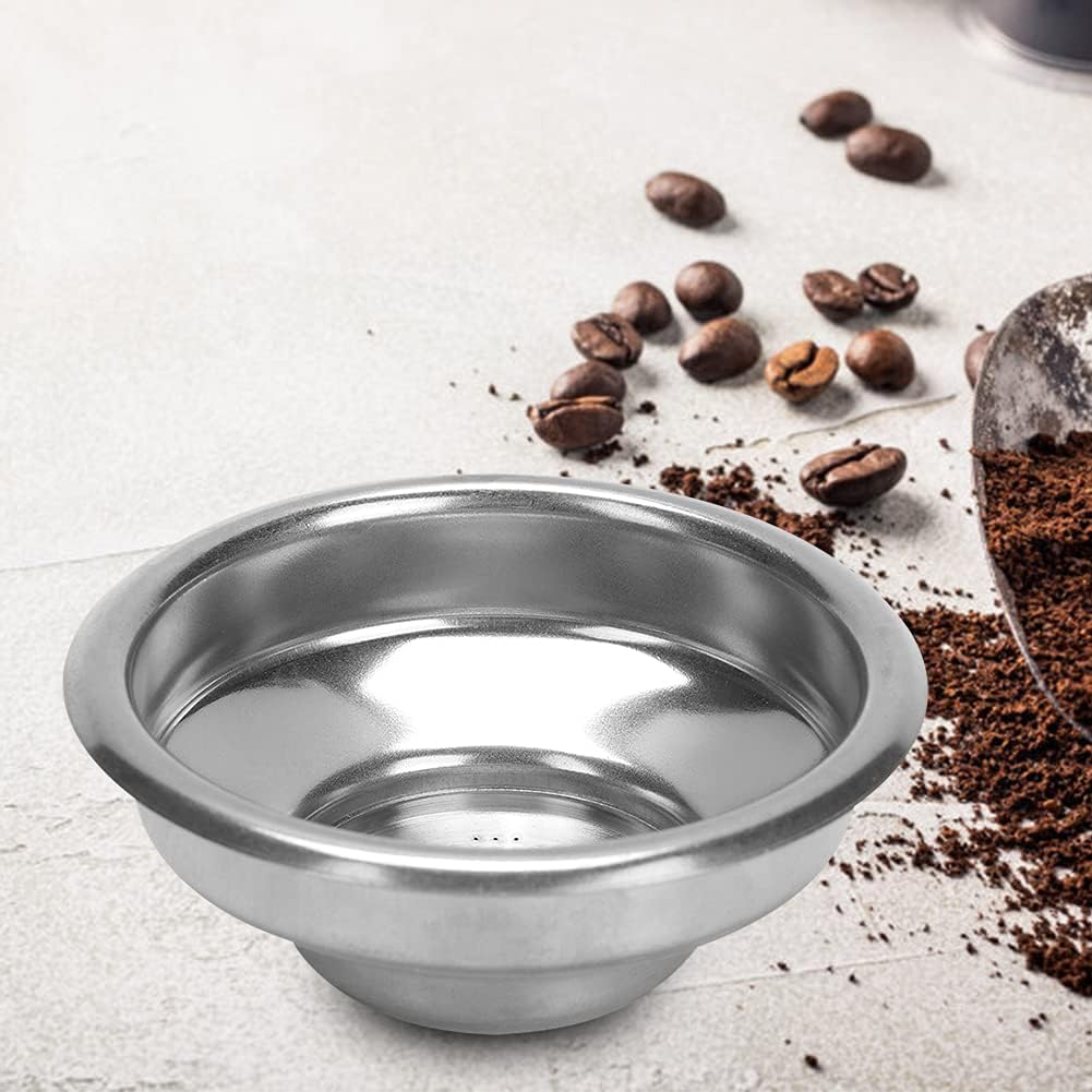 Marhynchus 58mm Coffee Machine Filter Basket Stainless Steel Bottomless Handle Filter with Double Single Doses for Home Cafe Bar (Single serving)