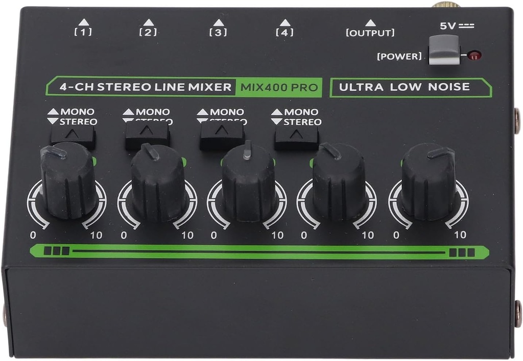 Stereo Line Mixer, Sound Mixer 4 Channel Independent Volume Control for Workshop