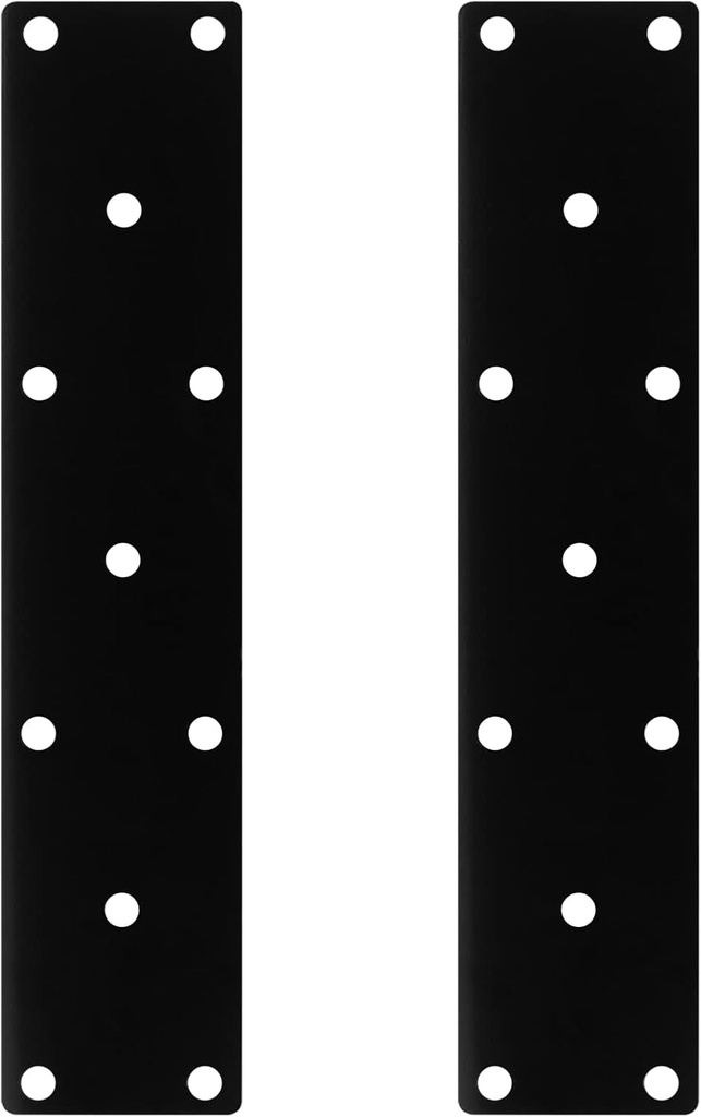 2 PCS 16" x 3" Heavy Duty Black Flat Mending Bracket Plate for Wood, Straight Corner Brace, 3/16" (6 Gauge) Steel
