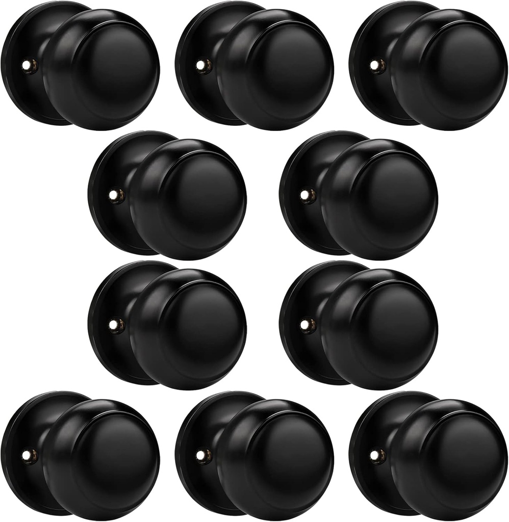 Probrico Flat Black Dummy Door Knobs, Non Turning Round Single Dummy Door Knobs Handles for Closet French Door,10 Pack