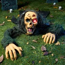 JOYIN Halloween Outdoor Decoration Zombie Groundbreaker, Outside Halloween Graveyard Decor, Zombie Prop with Creepy Sound and Glowing Eyes, Scary Groundbreaker Decorations for Lawn Yard Haunted House