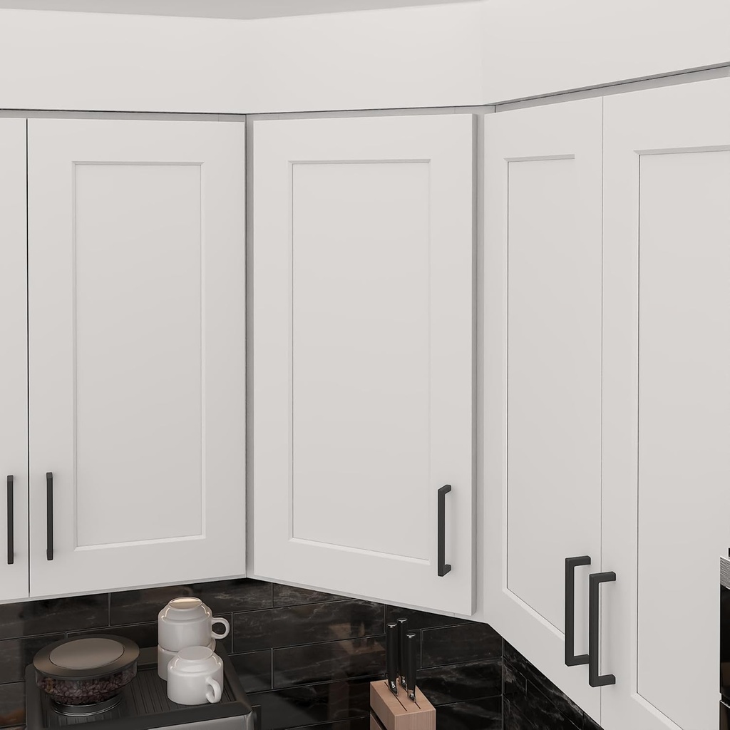 Furinno Shaker Wall Diagonal Kitchen Cabinet with 1 Door 2 Shelves, Ready to Assemble, 12 D x 24 W x 30 H, White