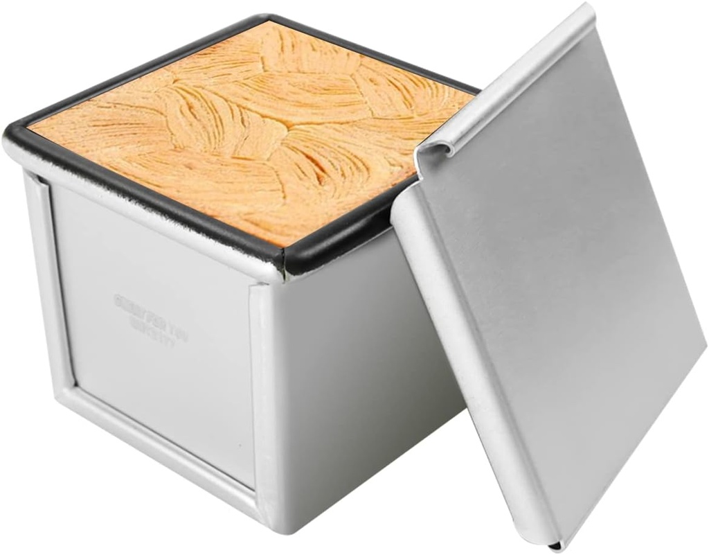 Pullman Loaf Pan with Lid Non-stick Square Smooth Toast Box Aluminized Steel Bread Pan with Lid 2.75x2.75x2.75in(7CM)
