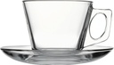 Pasabahce Vela Glass Tea Cup Set with Plates - Set of 6, Clear