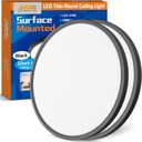 Allsmartlife Flush Mount Ceiling Light 2 Pack, Dimmable CCT 3000K/4000K/6500K Round Led Ceiling Light, 12 inch 24W Laundry Room Light Fixtures for Bedroom, Bathroom