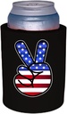 America Peace Sign Thick Foam Old School Can Coolie (Black)