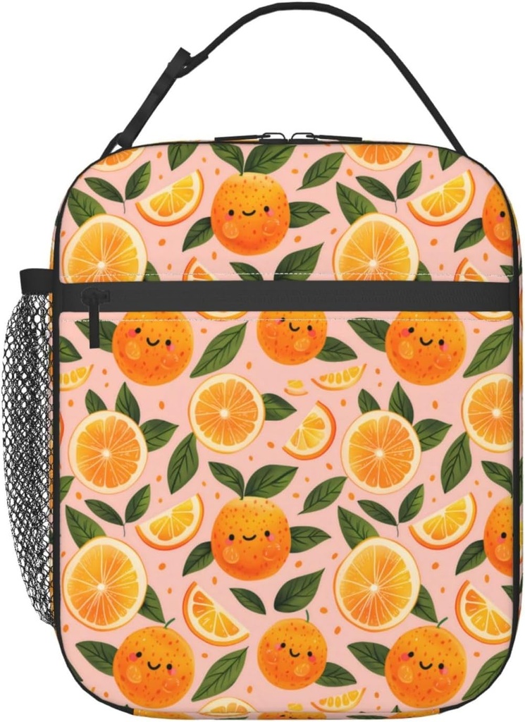 Reusable Orange Slice Lunch Box for Kids Girls Boys Women Adult, Insulated Cute Fun Fruit Lunch Bag,Polyester Cooler Handbags Case for School Picnic Work Travel Outdoor Beach or Hiking