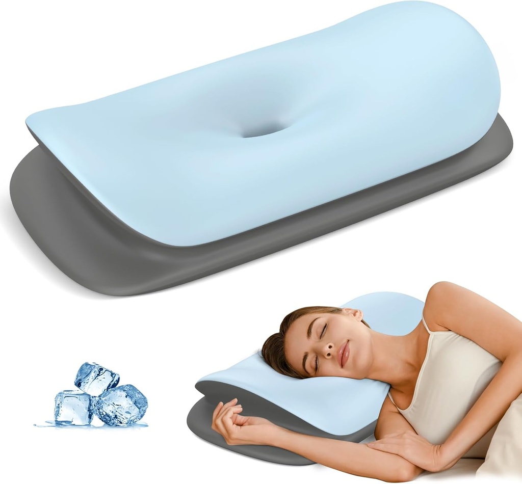Cervical Neck Pillow for Pain Relief - Ergonomic Memory Foam Contour Pillows for Side, Back & Stomach Sleepers, Cervical Pillow for Neck Support Sleeping with Breathable Cover