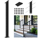 Stair Cable Railing Post 42"x2"x2", Slant Fixed Top Stainless Steel Black Stair Rail Post with Cable Grommets, 33° Drilled Stair Deck Post with 5-Degree Spacers Fit for 28-38 Degrees Stairway