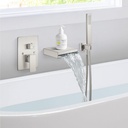 Wall Mount Waterfall Tub Faucet with Handheld Sprayer Single Handle Bathtub Faucet Set with Rough-in Valve Shower Diverter Kit for Bathroom,Brushed Nickel