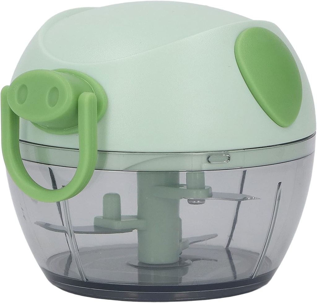 Manual Food Chopper, Multi Function Food Processor Vegetable Chopper, Portable Hand Pull Garlic Mixer Mincer Onion Cutter for Peppers Carrots Gingers Nuts Herbs, Indian Cooking (Green)