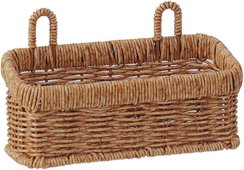 Wall Hanging Basket, Storage Baskets for Cabinet Wall Mount Fruit Basket for Kitchen Water Hyacinth Baskets for Shelf Decorative Wall Basket for Home Kitchen Bathroom (8.4 * 3.1 * 3.9in)