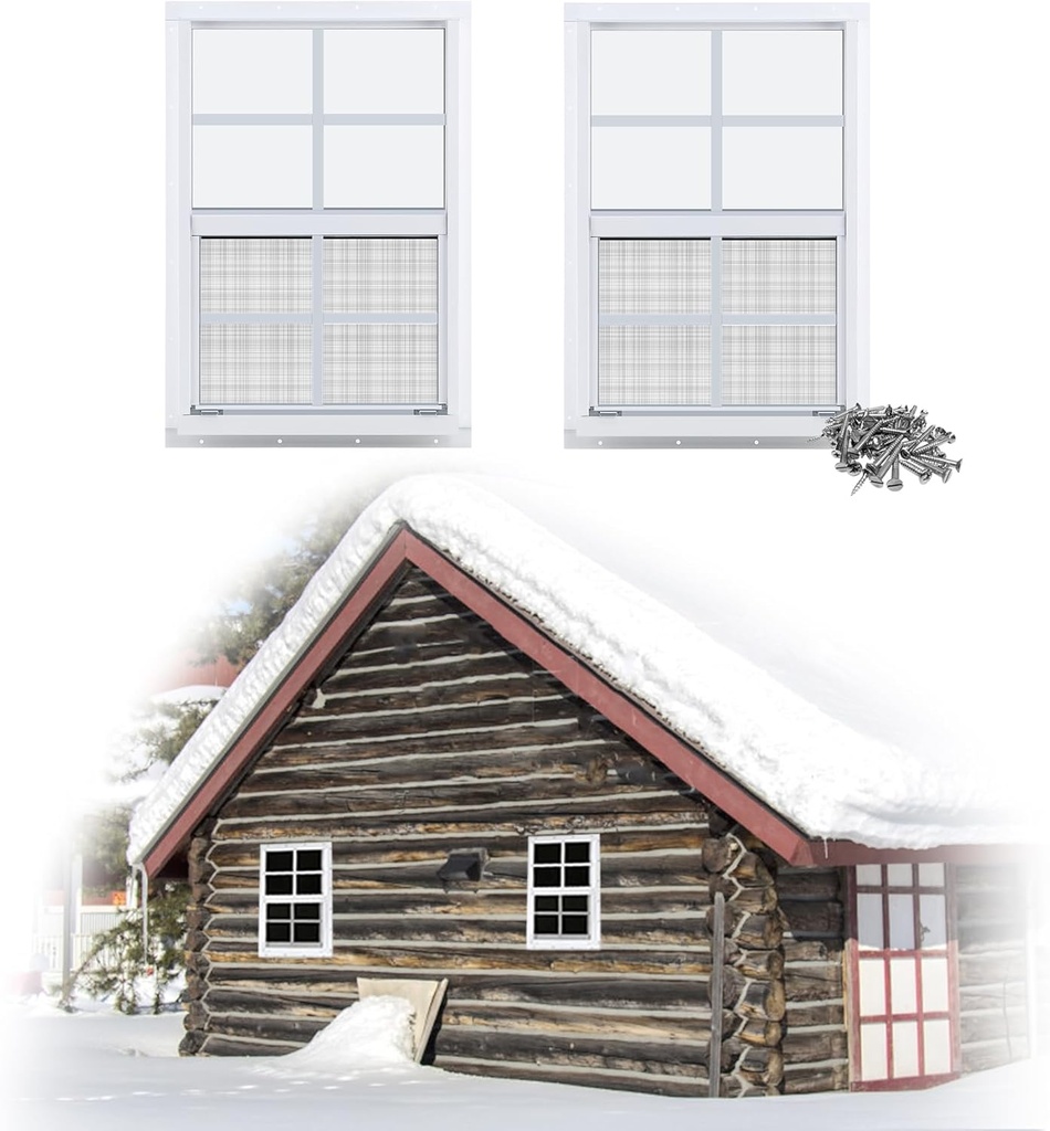 Gaahing 2-Pack 12" x 18" Heavy-Duty Aluminum Shed Windows Kit Flush Mount with Tempered Glass & Fiberglass Screens for Chicken Coops, Barns, Playhouses, Garages