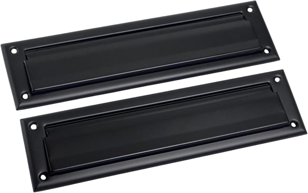 QCAA Solid Brass Mail Slot, with Solid Brass Interior Back Plate, 10" x 3", Matte Black, 1 Pack, Made in Taiwan