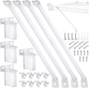Hicarer 16 Pcs Wire Shelf Support Brackets Kit for 16 Inch, Include 4 Mental Closet Support Brace 8 White Down Wall Clips and 4 Wire Shelf End Brackets with Screws for Wardrobe