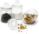 Ripple Food Storage Small Glass Jar Canister with Airtight Lid - 9.75 Ounce, 5.5" H, Set of 3