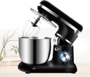Stand Mixer, Tilt-Head Household Mixers 6-Speed Kitchen Electric Dough Mixer for Household Baking Bread, with Dough Hooks, Flat Beaters, Whisk Pouring Shield,Black