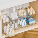 Yieach 4 Pack Under Sink Organizers and Storage,Clear Acrylic Bathroom Organizer and Cabinet Organization for Makeup,Medicine,Two Tier Pull Out Cabinet Organizer Drawers for Pantry,Vanity Storage Bins