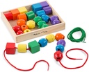 Melissa & Doug Primary Lacing Beads – 30 Wooden Beads for Crafts & 2 Laces in Toy Storage Box, Small Beads for Kids Arts and Crafts Kits, Preschool Learning Toys for Girls & Boys Ages 3+