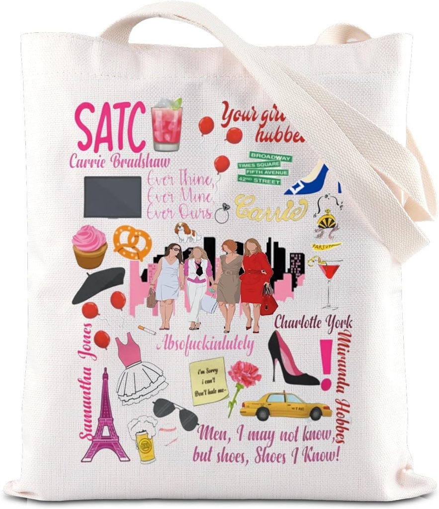 FOTAP SATC Merch Inspire Tote Bag Romantic Comedies TV Series Fans Gift Carrie Miranda Charlotte & Samantha Gift