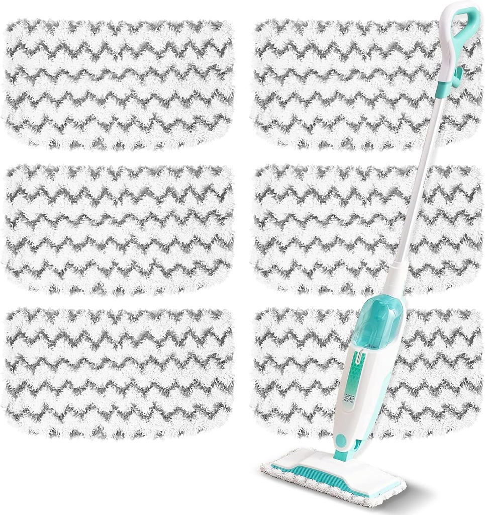 6 Pack Steam Mop Replacement Pads Compatible with Shark Steam Mops S1000/S1000A/S1000C/S1000WM/S1001C, Floor Steamer Pads Washable, Reusable Microfiber Cleaner Pads